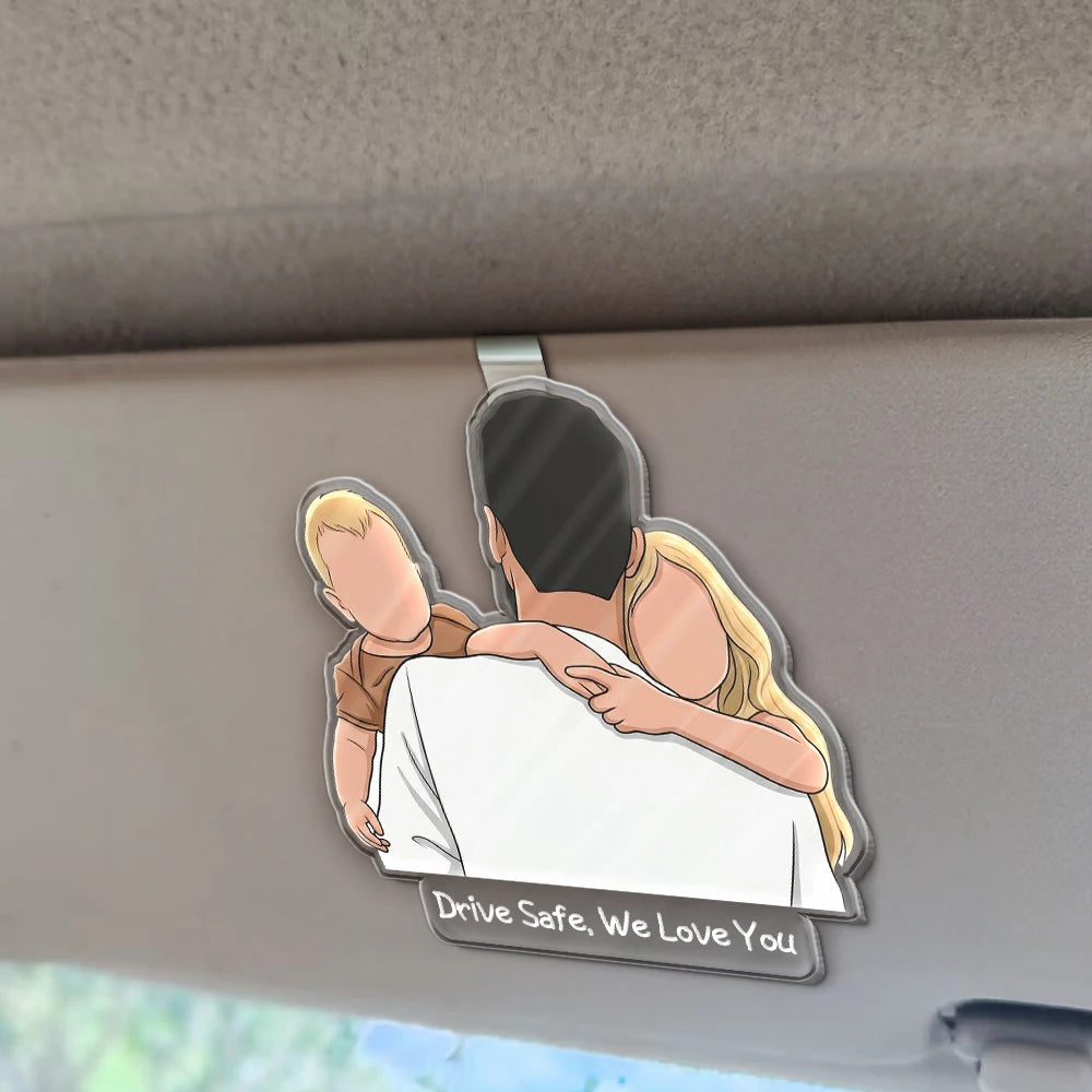 Gift For Husband,Gift For Wife,Parents,Gift For Father,Gift For Mother,Gift For Grandpa,Gift For Grandma,Non-Eng,Photo - Faceless Portrait ,Cozy - Custom Photo Faceless Portrait Best Dad Mom Ever Drive Safe I Love You - Personalized Custom Shaped Acrylic Car Visor Clip