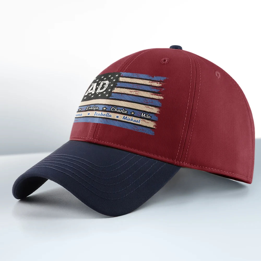 Gift For Father,Gift For Grandpa,Independence Day,Custom Text,Confident - Stars & Stripes US Flag American Dad Grandpa - Personalized Two Tone Cap