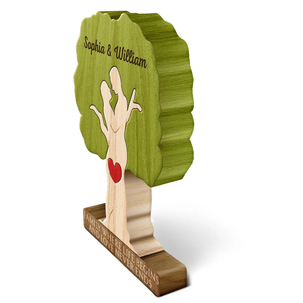 Family,Love,Gift For Mother,Gift For Father - Family Where Life Begins And Love Never Ends - Personalized Custom Shaped Wooden Puzzle