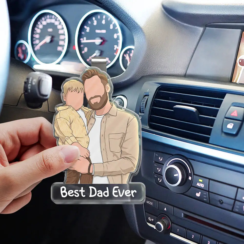 Gift For Husband,Gift For Wife,Parents,Gift For Father,Gift For Mother,Gift For Grandpa,Gift For Grandma,Non-Eng,Photo - Faceless Portrait ,Cozy - Custom Photo Faceless Portrait Best Dad Mom Ever Drive Safe I Love You - Personalized Custom Shaped Acrylic Car Visor Clip