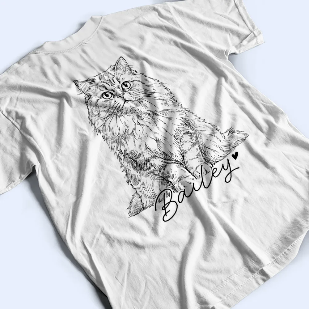 Custom Photo,Art Design,French,Cat Dad,Pet Lovers,Gift For Father,Non-Eng,Adorable,Photo - Pencil Sketch - Remove BG - Photo Personnalisée Croquis Au Crayon Photo Personnalisée Croquis Au Crayon Papa Chat Papa Chien Mama Chat Mama Chien - T-Shirt Personnalisé