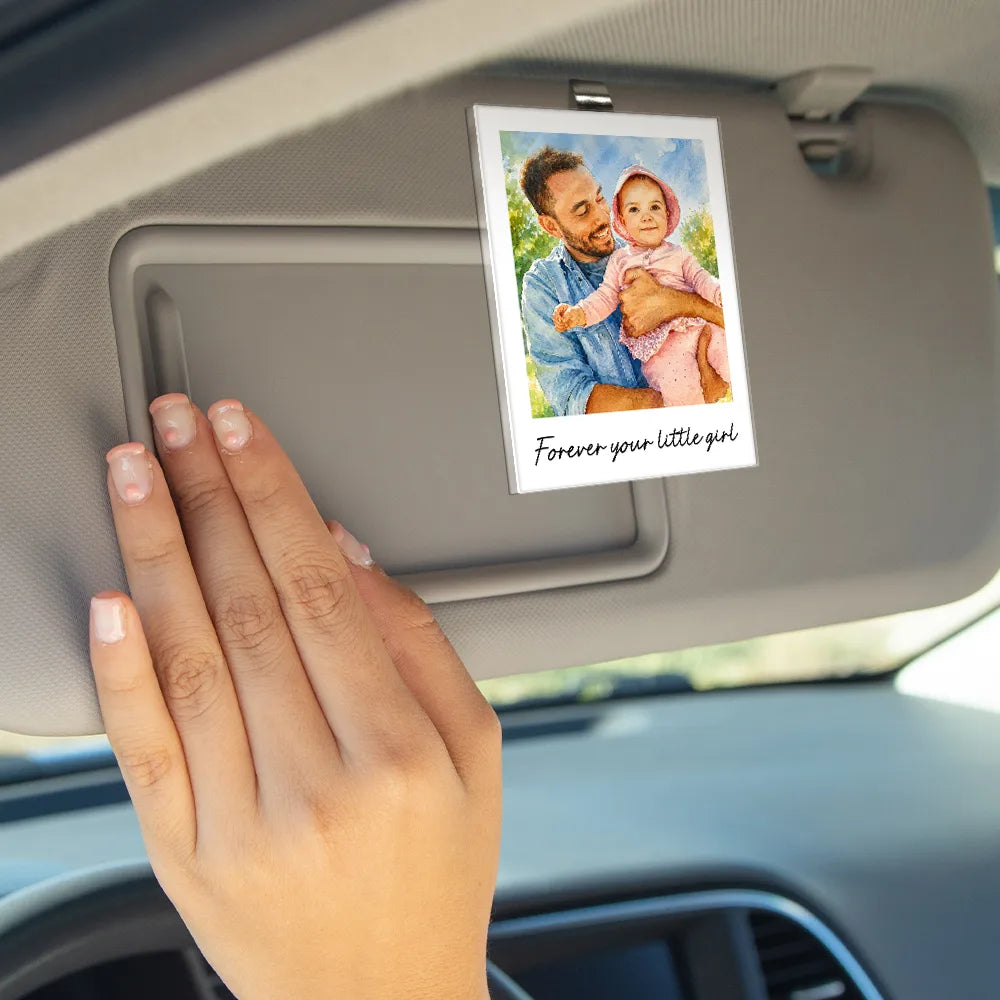 Gift For Husband,Gift For Yourself,Gift For Men,Gift For Father,Gift For Grandpa,Non-Eng,Photo - Watercolor (with BG),Cozy - Custom Photo Watercolor Painting I Love You Daddy Grandpa Pet Dad - Personalized Custom Shaped Acrylic Car Visor Clip