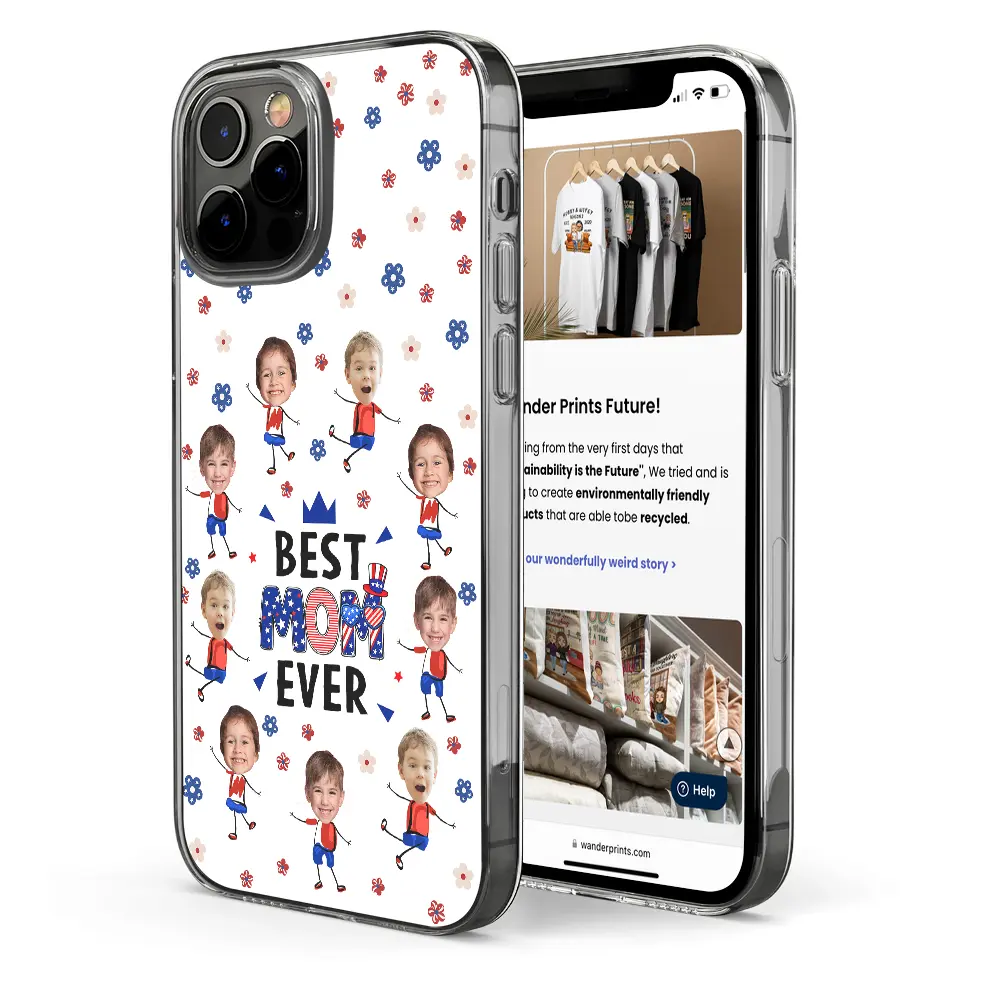 Gift For Mother,Gift For Grandma,Happy,Gift For Father,Gift For Grandpa,Independence Day,Photo,Icon,Humorous - Custom Photo Stars & Stripes Best Dad Mom Grandpa Grandma Ever - Personalized Clear Phone Case