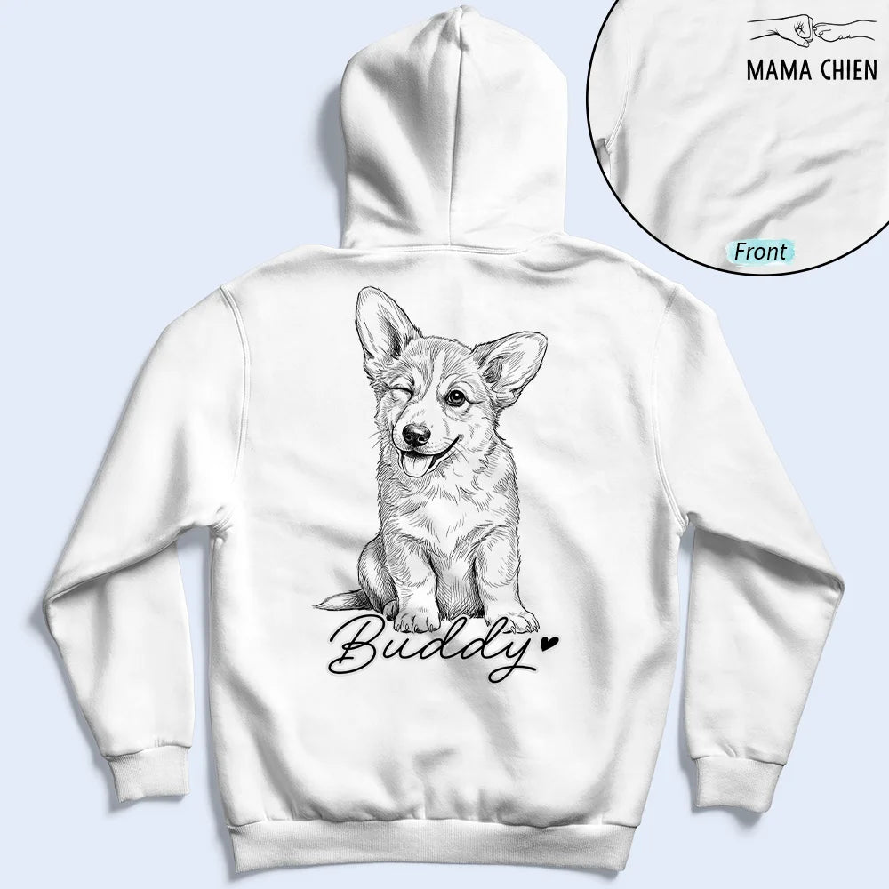 Custom Photo,Art Design,French,Cat Dad,Pet Lovers,Gift For Father,Non-Eng,Adorable,Photo - Pencil Sketch - Remove BG - Photo Personnalisée Croquis Au Crayon Photo Personnalisée Croquis Au Crayon Papa Chat Papa Chien Mama Chat Mama Chien - T-Shirt Personnalisé