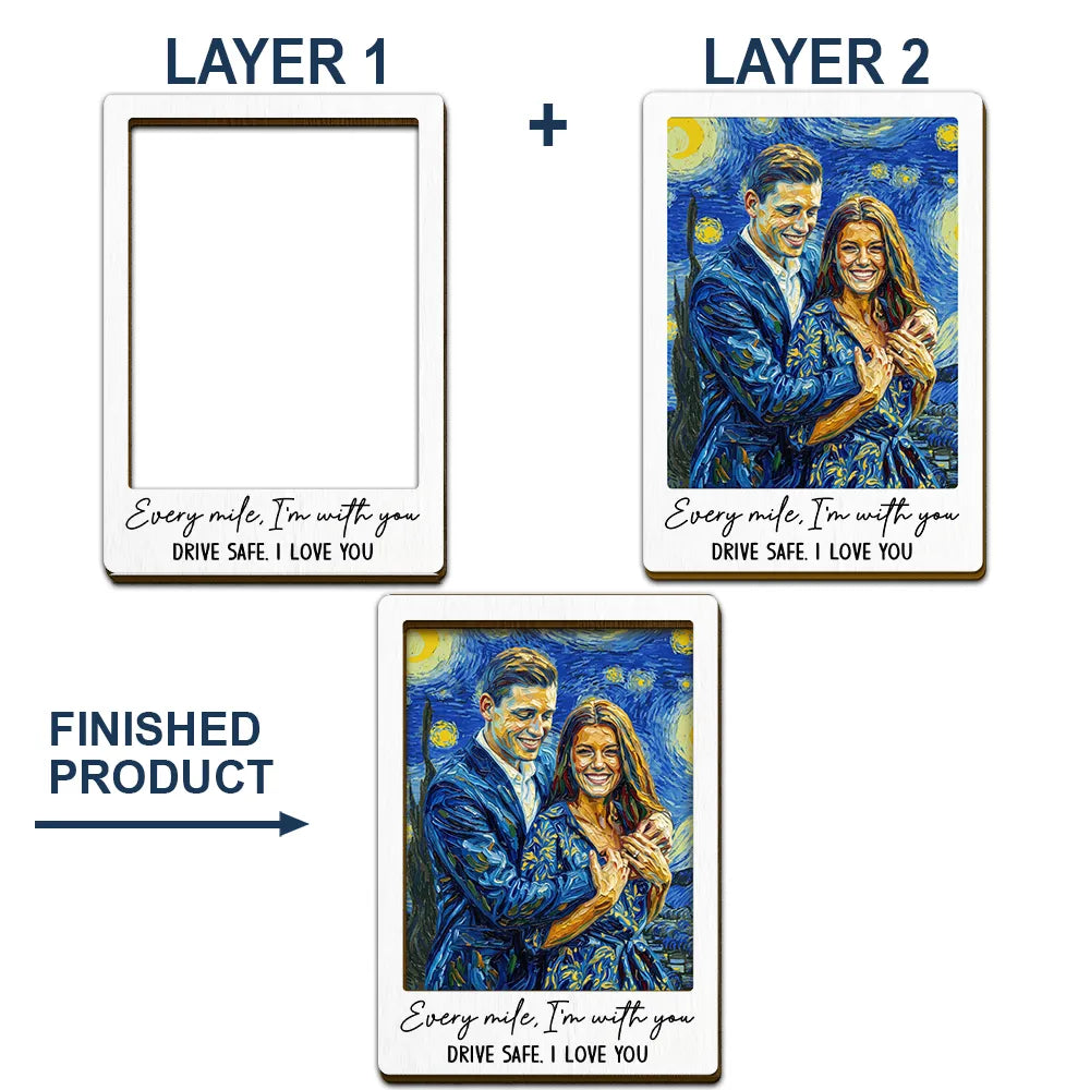 Custom Photo,Art Design,Gift For Couples,Romantic,Photo - Starry Night - Custom Photo Starry Night Drive Safe Handsome Romantic Couple - Personalized Custom Shaped Car Visor Clip