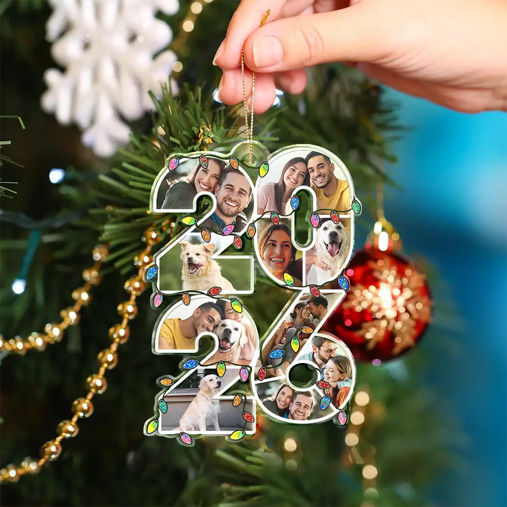 Custom Photo What A Year - Personalized Custom Shaped Acrylic Ornament