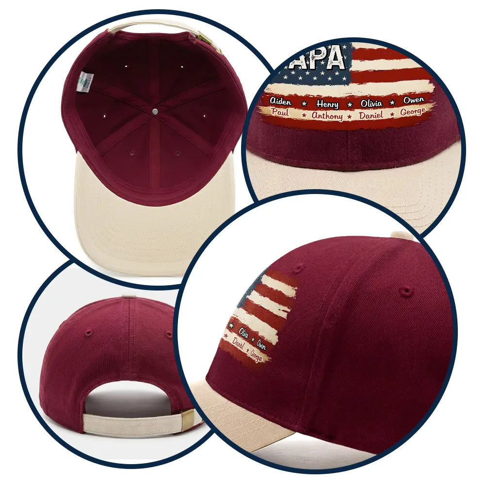 Gift For Father,Gift For Grandpa,Independence Day,Custom Text,Confident - Stars & Stripes US Flag American Dad Grandpa - Personalized Two Tone Cap