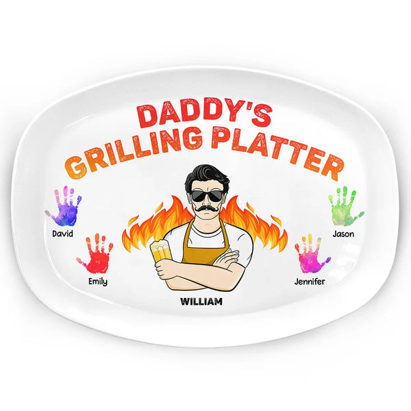 Daddy's Grilling Platter - Gift For Dad, Father, Grandfather, Grandpa - Personalized Plate