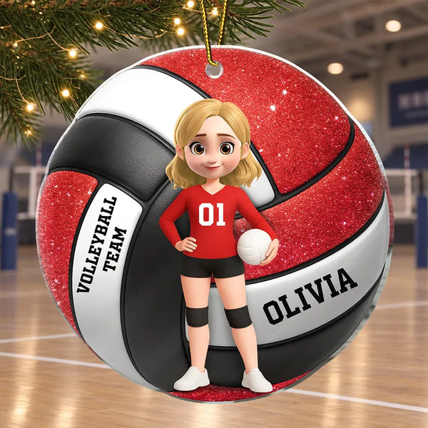 Christmas,Happy,Top Market,Vector,Volleyball - Christmas Gift For Son, Grandson, Daughter, Granddaughter - Personalized Volleyball Acrylic Ornament