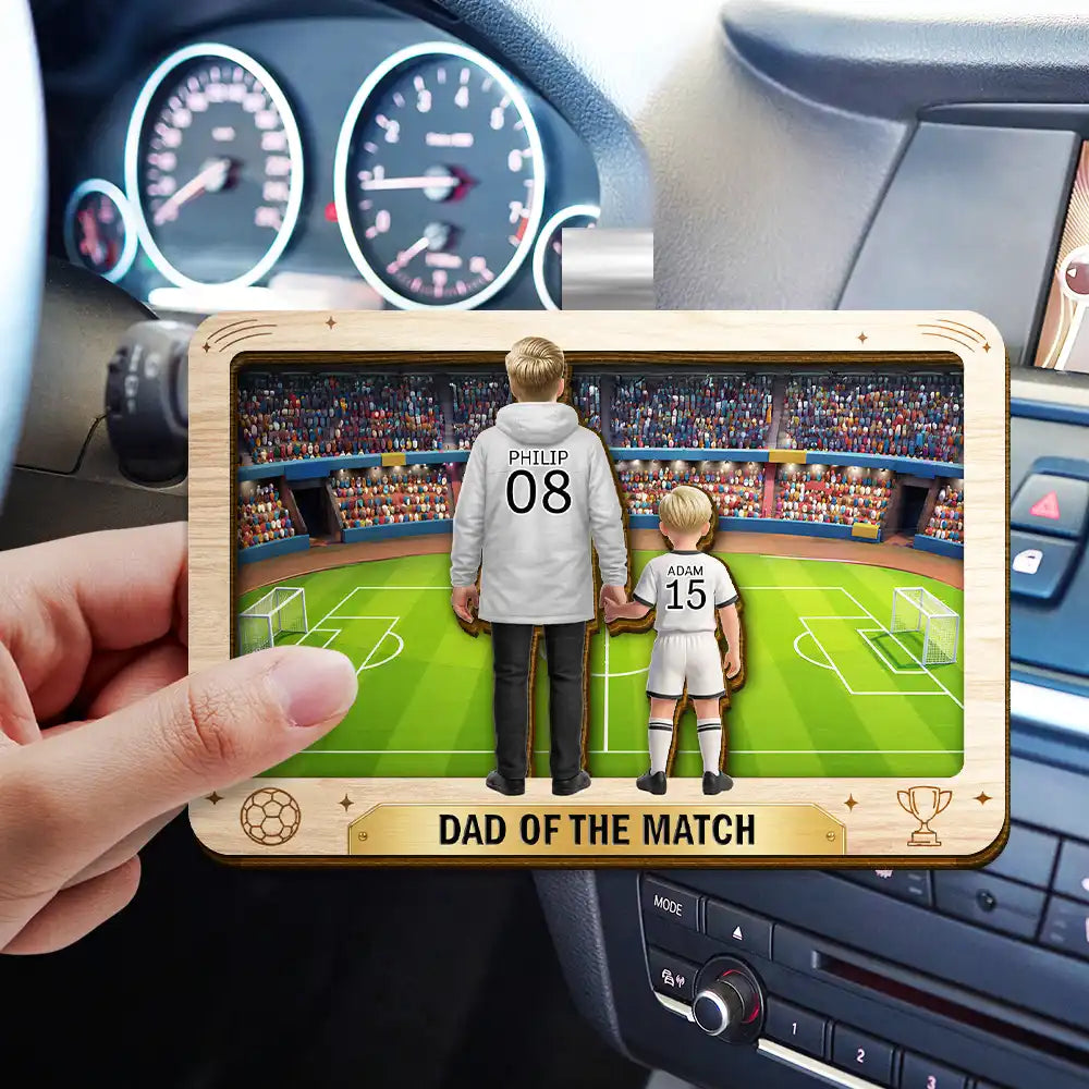 Gift For Mother,Gift For Father,Happy - Mom Dad Of The Match Football Soccer Kid Team - Personalized Custom Shaped Car Visor Clip