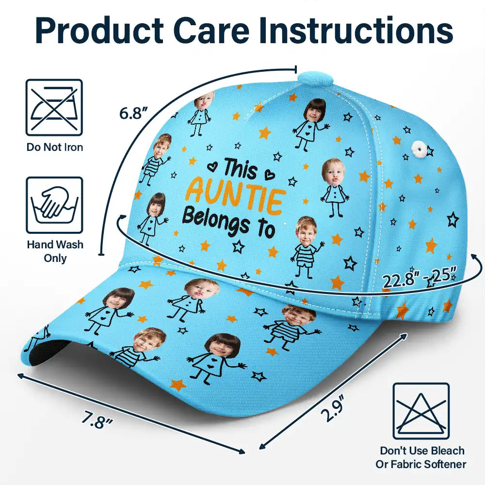 Gift For Grandma,Gift For Mother,Love,Stick Figure - Custom Photo This Grandpa Grandma Dad Mom Belongs To Kids Pet - Personalized Classic Cap