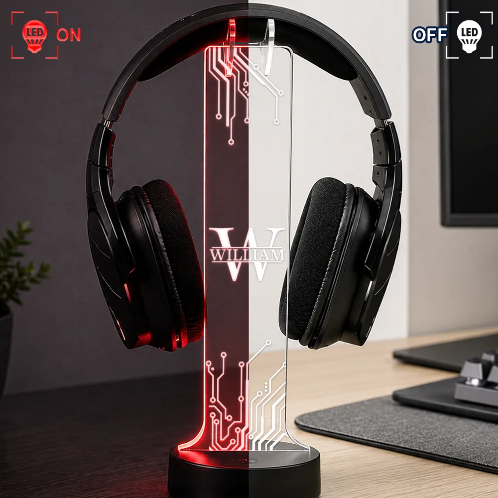 Gift For Men, Gift For Yourself, Gifts For Him, Happy, Monogram, Top Market - Gift For Husband Boyfriend - Personalized Monogram Gaming Headphone Stand