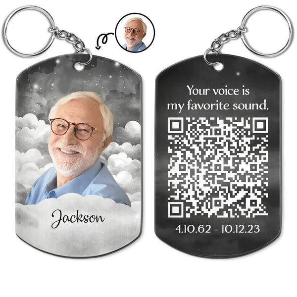 Custom Photo Memorial QR Code Your Voice Is My Favorite Sound - Personalized Aluminum Keychain