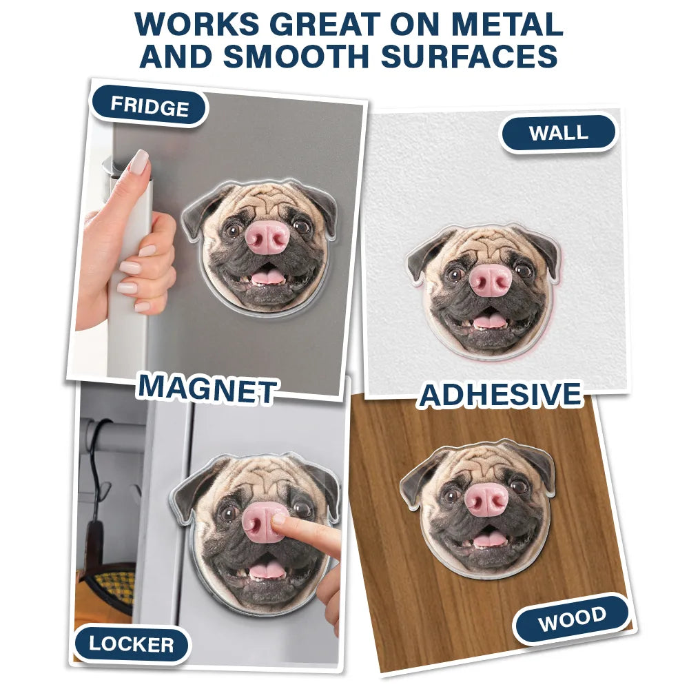 Custom Photo,Art Design,Pet Lovers,Humorous,Photo - Squishy Dog Nose - Custom Photo Funny Dog Nose - Personalized Squishy Acrylic Fridge Magnet