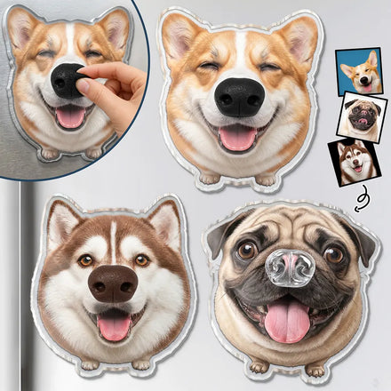 Custom Photo Funny Dog Nose Boop It - Personalized Squishy Acrylic Fridge Magnet