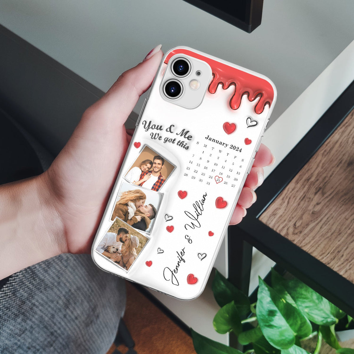 Custom Photo Calendar The Day Our Journey Began - Gift For Couples - 3D Inflated Effect Printed, Personalized Clear Phone Case
