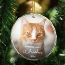 Memorial, Pet Lovers, Cat Lovers, Dog Lovers - Custom Photo Forever Loved Memorial Dog Cat Pet - Personalized Glass Ornament
