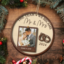 Wedding, Gift For Couples, Gift For Wife, Gift For Husband - Custom Photo The Year We Became Mr & Mrs Couples - Personalized 2-Layered Wooden Ornament
