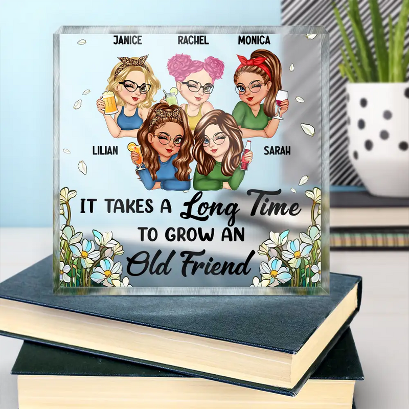 Gift For Bestie - It Takes A Long Time To Grow An Old Friend Christmas - Personalized Square Shaped Acrylic Plaque