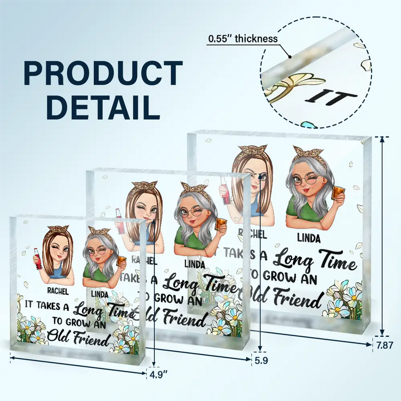 Gift For Bestie - It Takes A Long Time To Grow An Old Friend Christmas - Personalized Square Shaped Acrylic Plaque