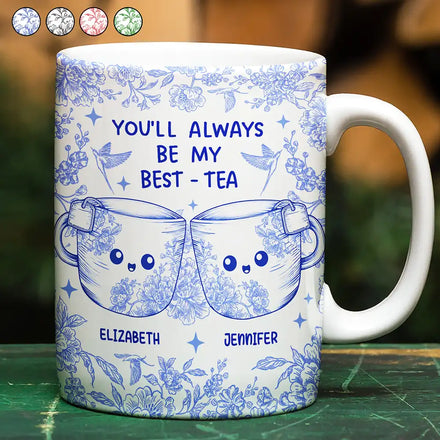 You'll Always Be My Best-Tea Toile - Personalized White Edge-to-Edge Mug