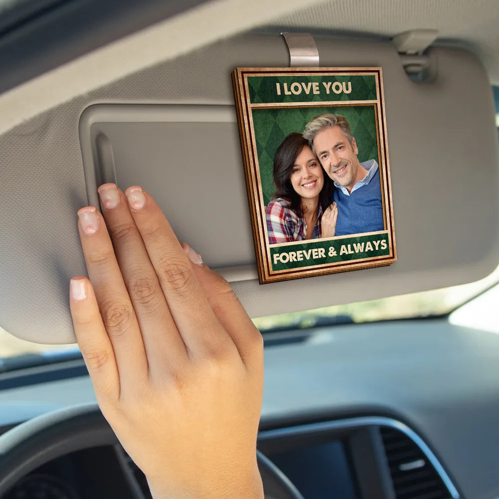Gift For Couples,Gift For Wife,Gift For Girlfriend,Gift For Husband,Love - Custom Photo Drive Safe I Love You Vintage Couple - Personalized Custom Shaped Car Visor Clip