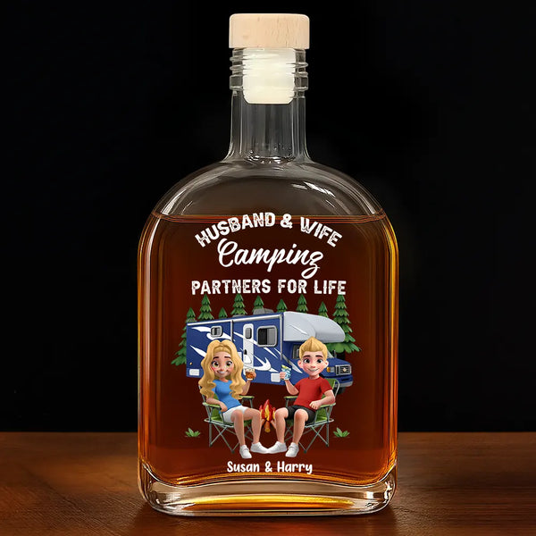 Camping,Campsite,Gift For Couples,Happy,Gift For Husband,Gift For Girlfriend,Gift For Boyfriend,Gift For Wife - Making Memories One Campsite At A Time - Personalized Whiskey Bottle