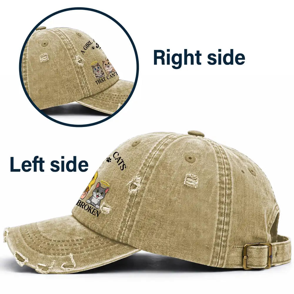 Gift For Men,Gift For Women,Pet Lovers,Dog Mom,Dog Dad,Dog Lovers,Cat Dad,Cat Lovers,Cat Mom,Non-Eng,Vector,Playful - Man And His Dogs Cats A Bond That Can't Be Broken - Personalized Distressed Cap