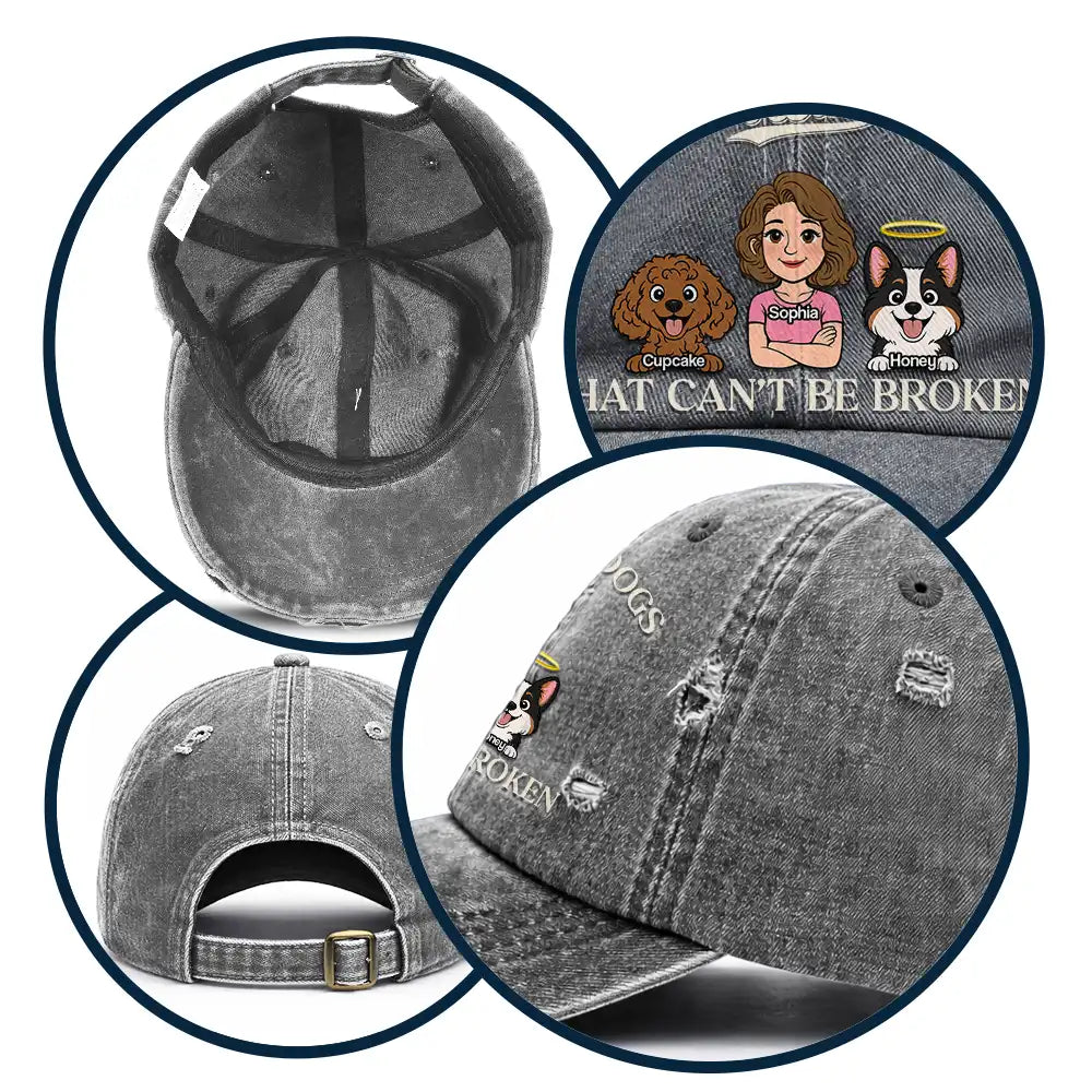 Gift For Men,Gift For Women,Pet Lovers,Dog Mom,Dog Dad,Dog Lovers,Cat Dad,Cat Lovers,Cat Mom,Non-Eng,Vector,Playful - Man And His Dogs Cats A Bond That Can't Be Broken - Personalized Distressed Cap