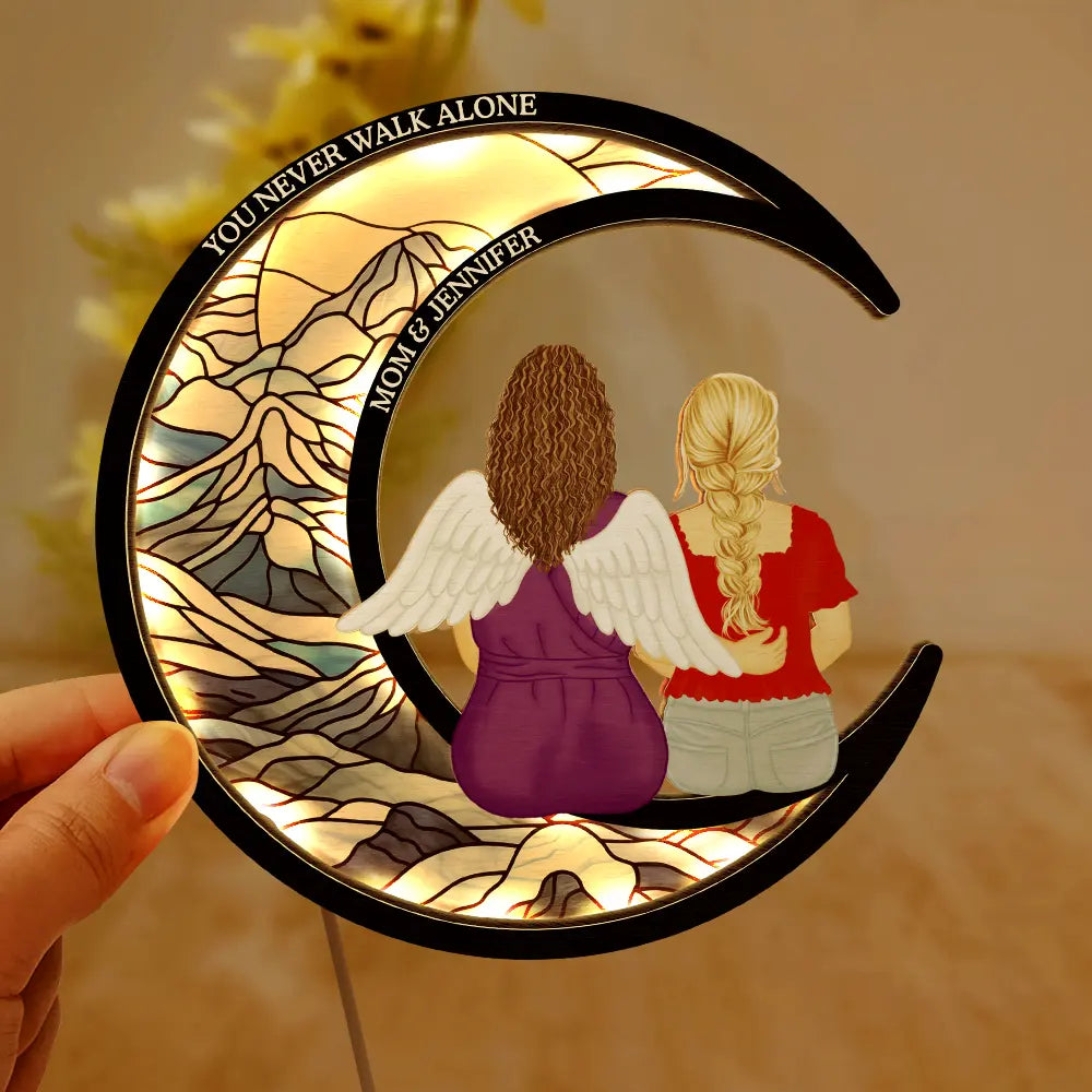 Gift For Yourself,Gift For Mother,Gift For Father,Dad,Gift For Daughter,Gift For Son,Gift For Sibling,Gift For Sisters,Gift For Brothers,Gift For Bestie,Memorial,Daughters, Sons - Memorial Always With You - Personalized LED Light Wooden Plaque