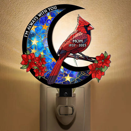Memorial Cardinal On The Moon - Personalized Plug-in Night Light