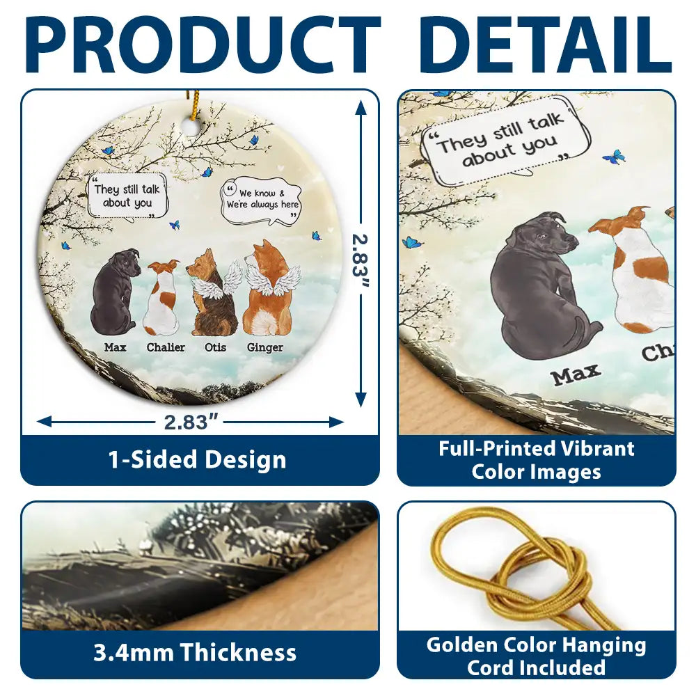 Christmas,Pet Memorial,Sympathetic,Pet Lovers,Memorial,Vector - Memorial Gift For Pet Lovers They Still Talk About You - Personalized Ceramic Ornament