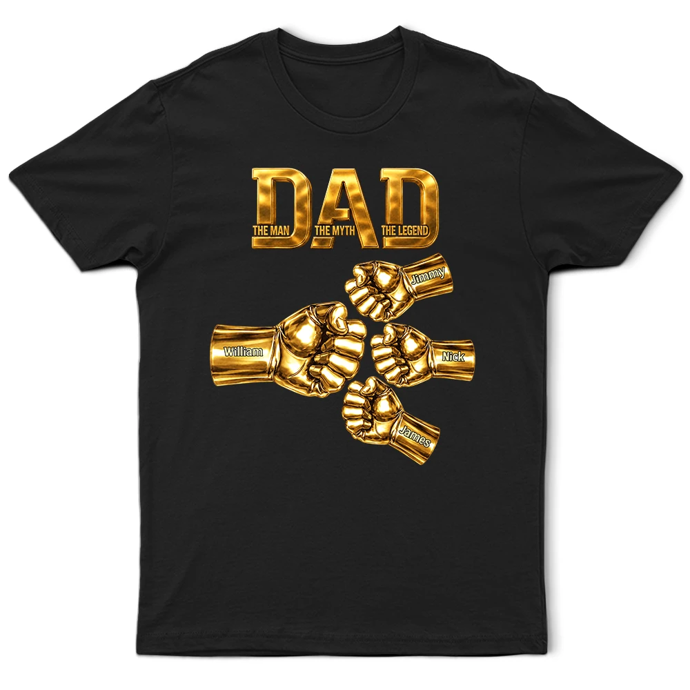 Gift For Father,Top Market,Non-Eng,Icon,Confident - Metal Effect Dad The Man The Myth The Legend Hand Punch - Personalized T Shirt