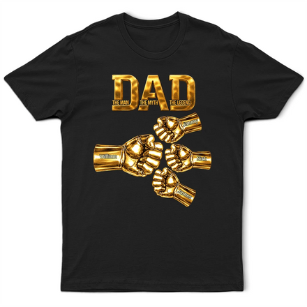 Metal Effect Dad The Man The Myth The Legend Hand Punch - Personalized T Shirt