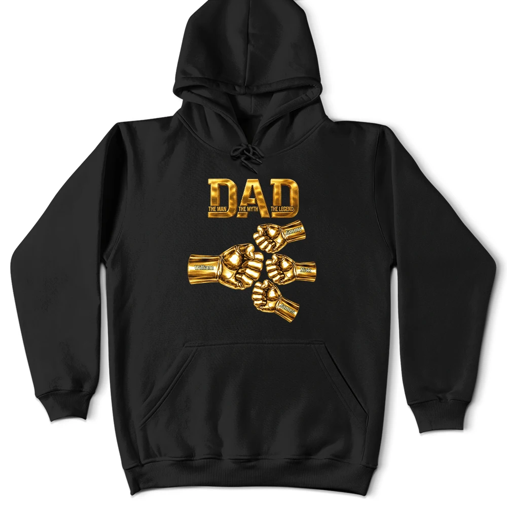Gift For Father,Top Market,Non-Eng,Icon,Confident - Metal Effect Dad The Man The Myth The Legend Hand Punch - Personalized T Shirt