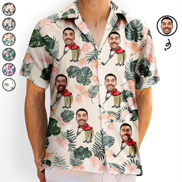 Gift For Men, Gift For Grandpa, Grandpa's Hobby, Dad's Hobby, Gift For Yourself, Funny, Gift For Husband, Gift For Boyfriend, Gift For Father, Sport Dad, Golf - Custom Photo Golf Lovers Funny Art - Personalized Hawaiian Shirt