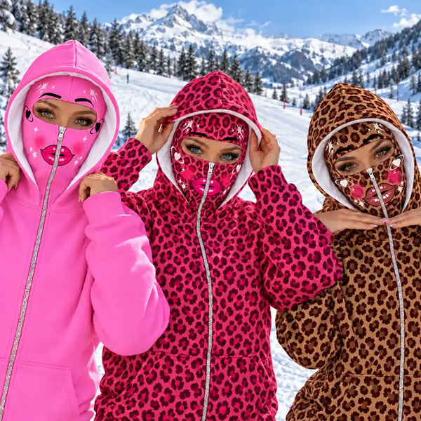Christmas,Gift For Women,Gift For Yourself,Gifts For Her,Happy,No Custom - Gift For Her, Besties, Daughter - Personalized Glam Face Balaclava Zip Hoodie