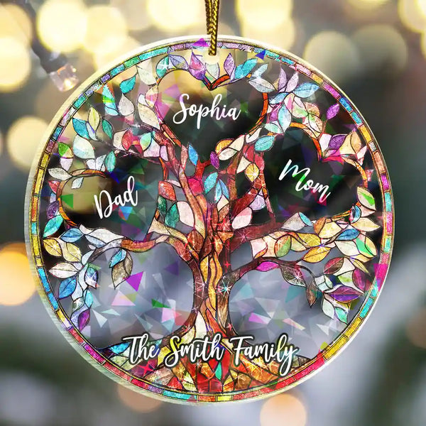 Christmas,Family,Parents,Gift For Grandparents - Family Unbreakable Bond Tree Of Life - Personalized Holographic Acrylic Ornament
