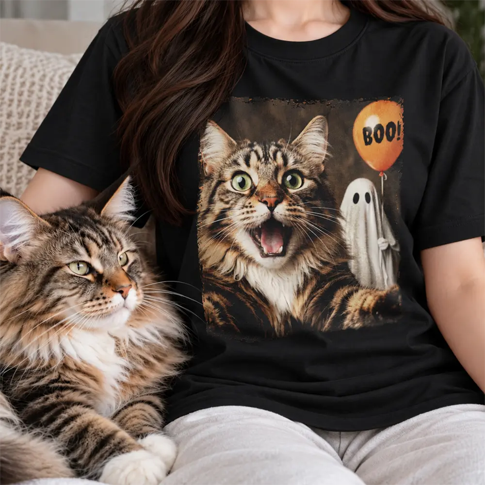 Art Design,Custom Photo,Halloween,Humorous,Pet Lovers,Photo - Halloween Pet Selfie,Top Market - Halloween Gift For Dog Lovers Cat Lovers - Personalized Custom Photo Funny T Shirt
