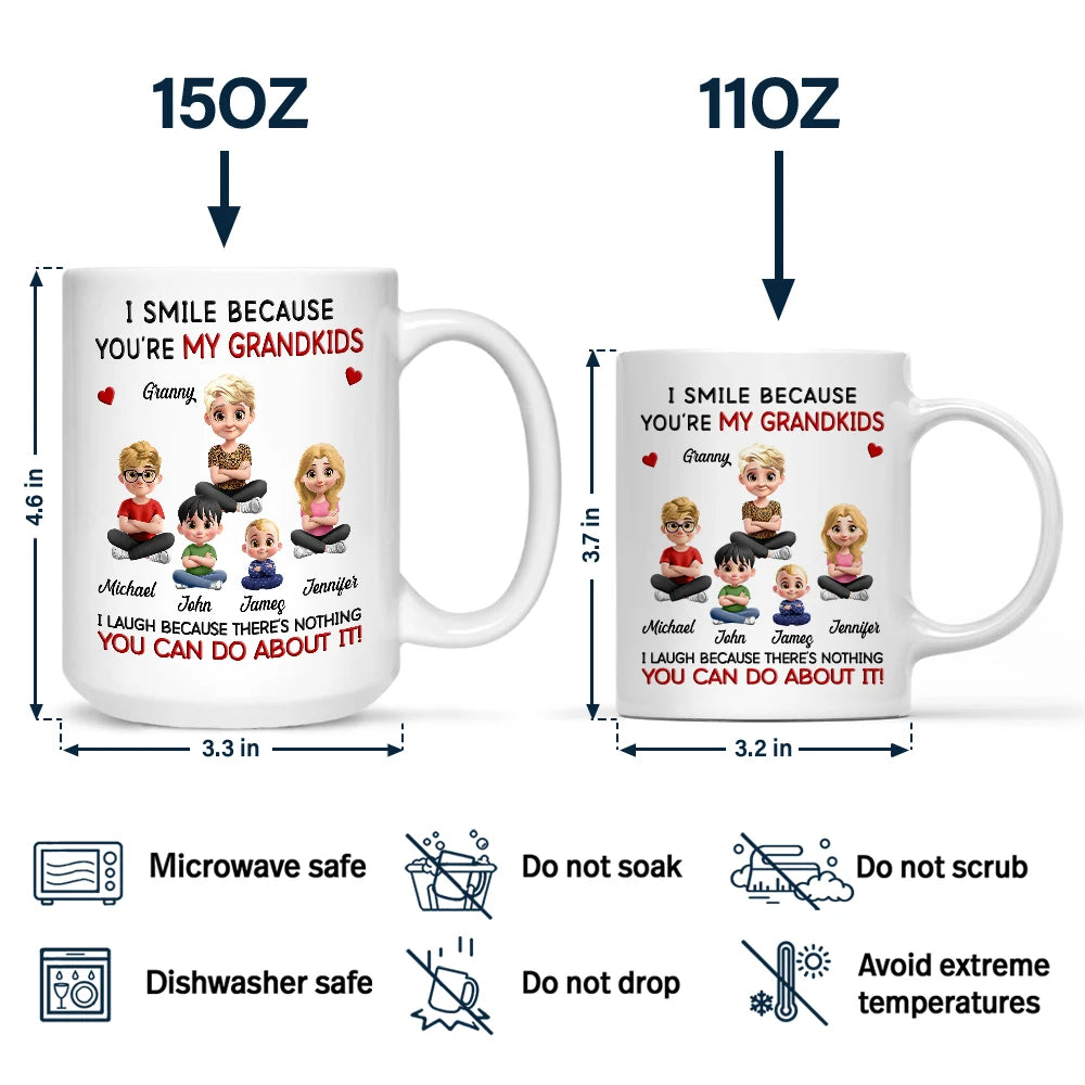 Gift For Son,Dad - Sons,Gift For Daughter,Gift For Grandkids,Happy,Mom - Daughters (Adult),Mom - Daughters (Young),Grandma - Grandkids - Mom Grandma I Smile Because You Are My Daughters Sons Grandkids - Personalized Mug
