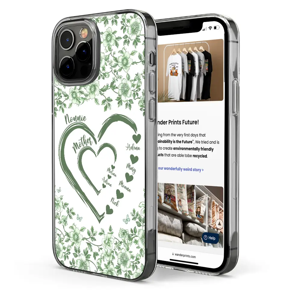 Gift For Wife,Gift For Mother,Gift For Grandma,Love,Family,Non-Eng,Icon - Mom Grandma Sweethearts Toile - Personalized Clear Phone Case