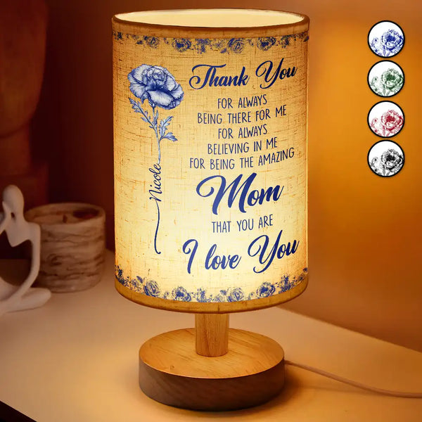 Gift For Mother,Gift For Women,Christmas,Love - Mom I Love You Birth Flower Toile De Jouy - Personalized Fabric Lamp