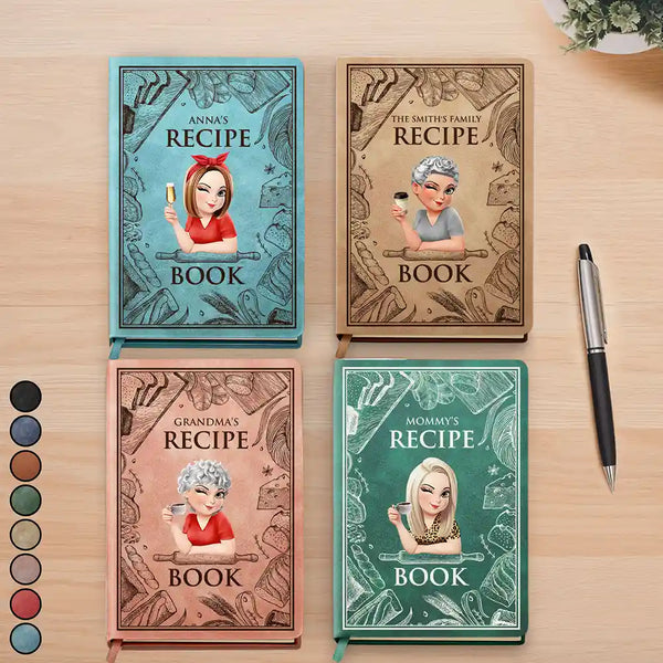 Gift For Mother, Cooking, Happy - Mom Recipe Book - Personalized Leather Journal
