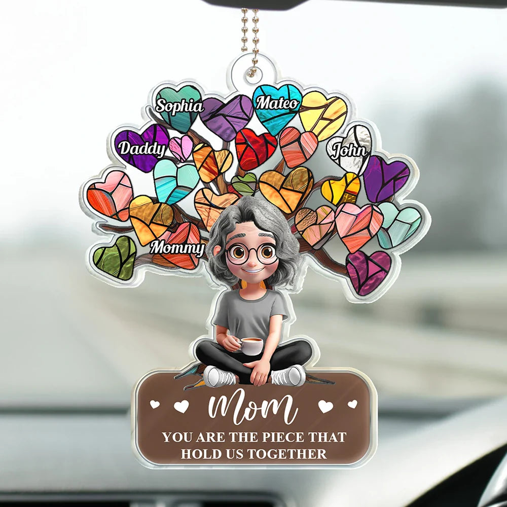 Gift For Mother,Mom,Children - Mom You Are The Piece That Holds Us Together - Personalized Acrylic Car Hanger