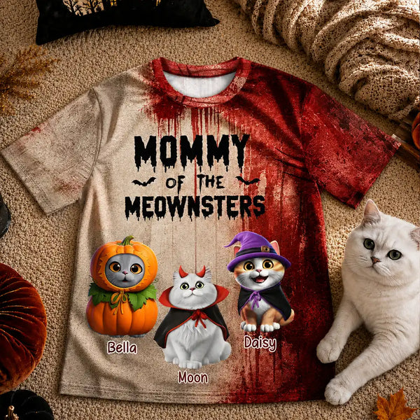 Cat Lovers,Humorous,Halloween,Pet Lovers,Vector - Mommy Of The Meowsters Cat Lovers Halloween - Personalized Full Print T Shirt