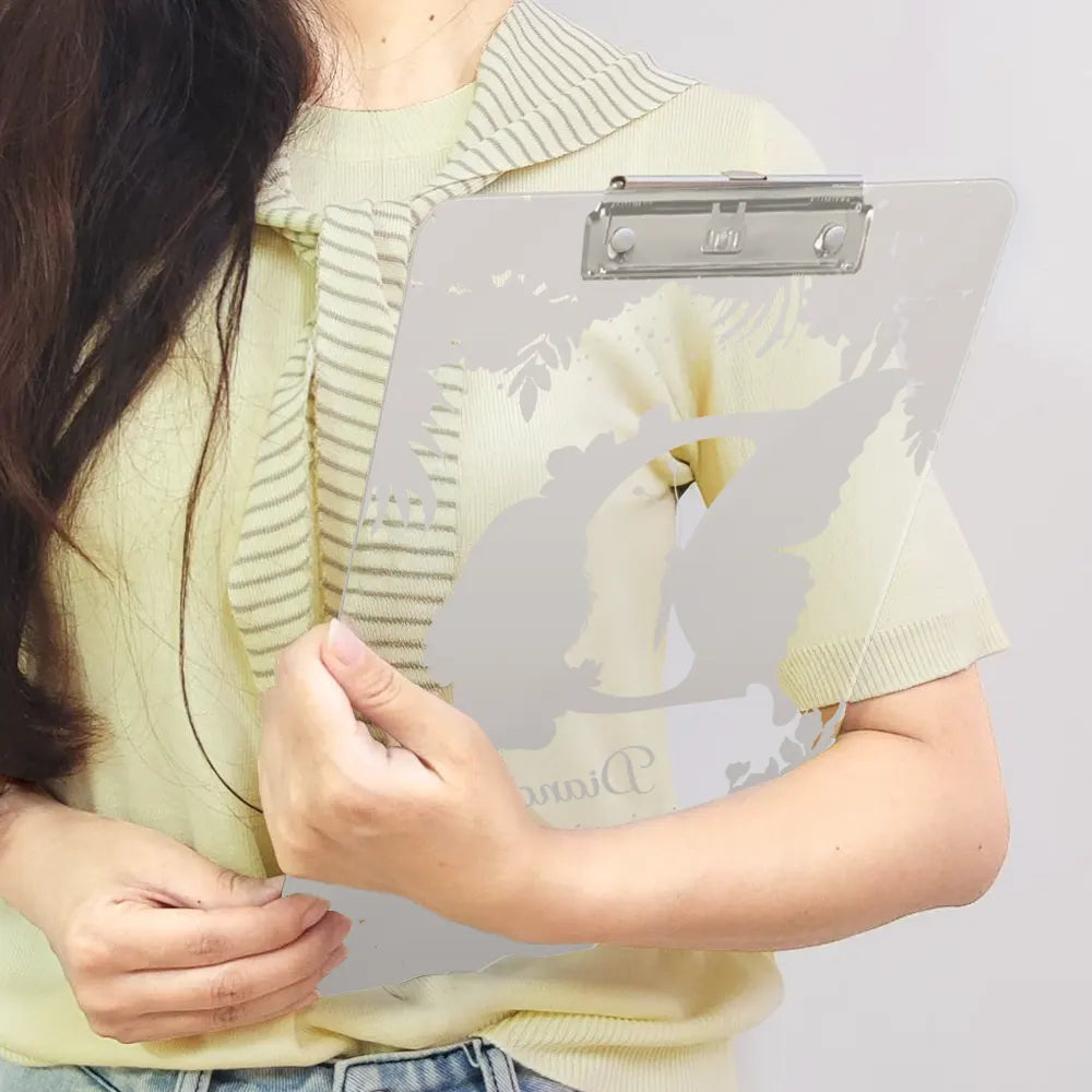 Gift For Yourself,Happy - Monogrammed Alphabet Butterfly - Personalized Acrylic Clipboard