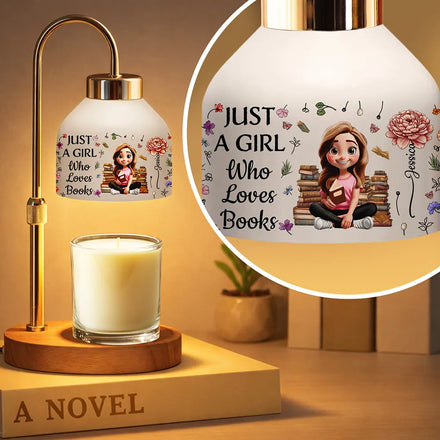 Just A Girl Who Loves Books With Birth Month Flower - Personalized Candle Warmer Lamp