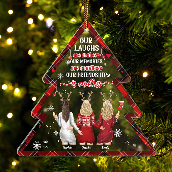 Our Laughs Are Limitless Christmas Tree Shape - Gift For Besties, BFF Best Friends, Sisters, Girls - Personalized Custom Shaped Acrylic Ornament