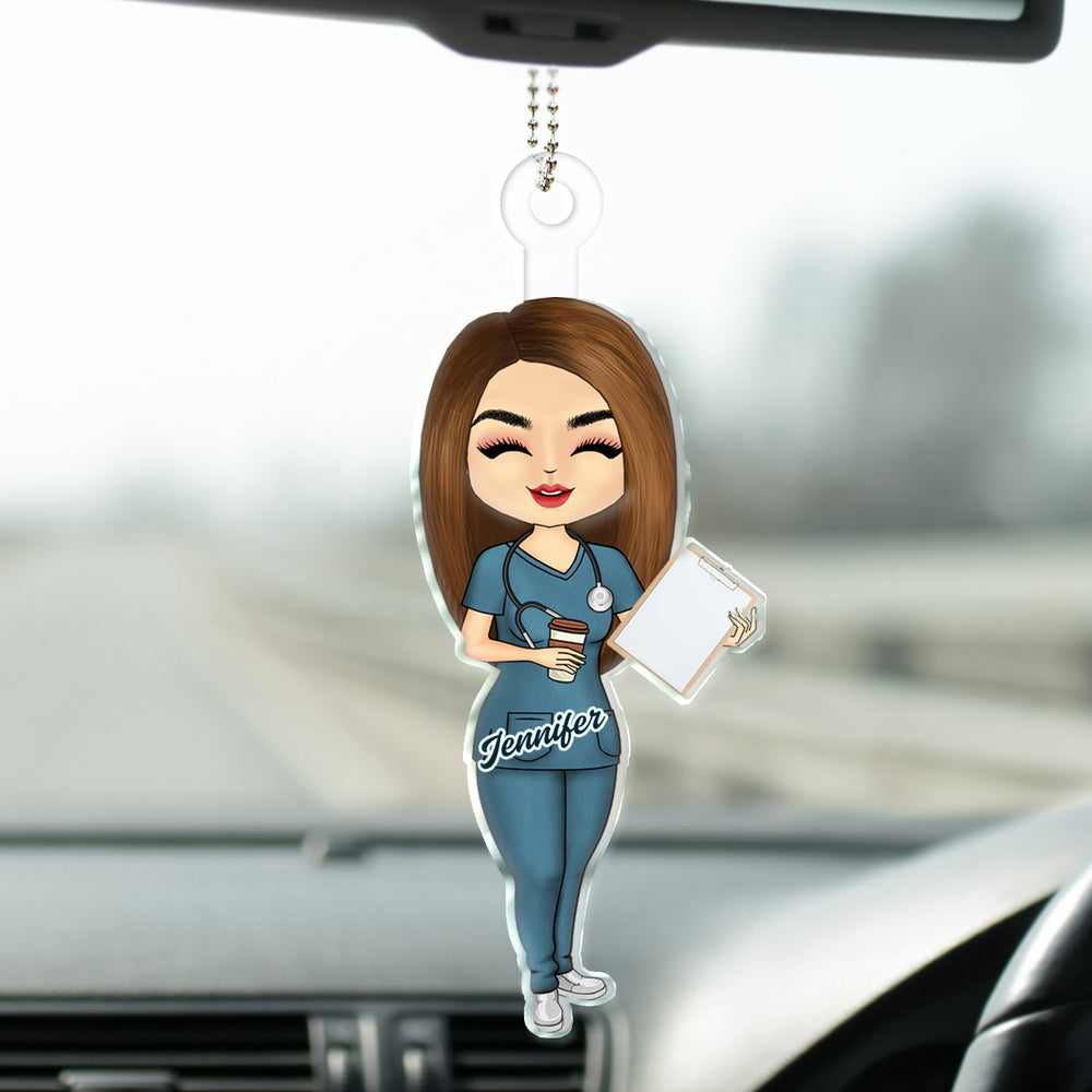 Nurse Chibi Vector - Gift For Nurse - Personalized Acrylic Car Hanger
