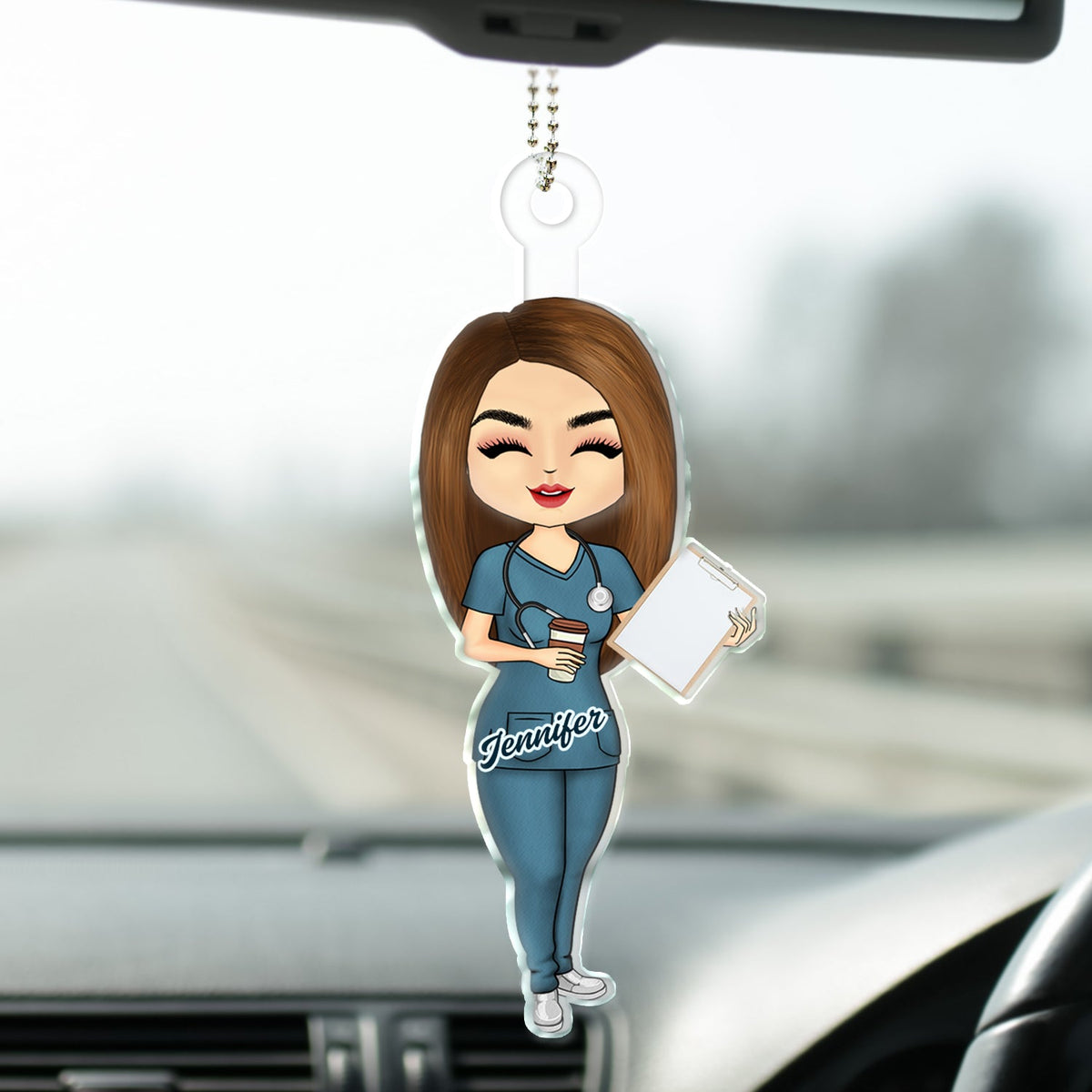 Nurse Chibi Vector - Gift For Nurse - Personalized Acrylic Car Hanger